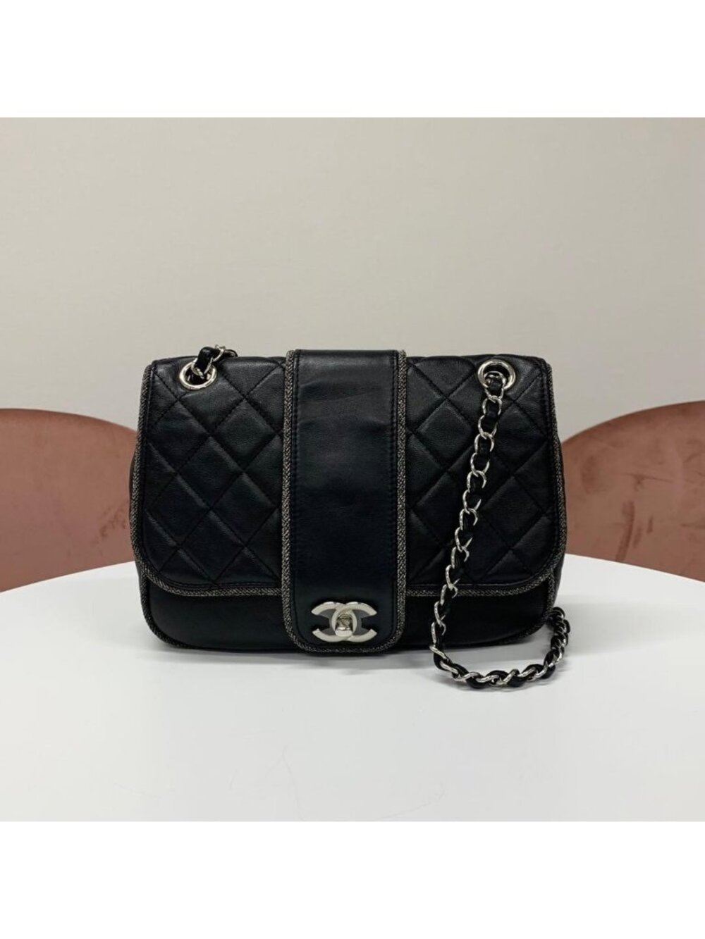 Chanel Quilted Lambskin Turnlock Shoulder Bag